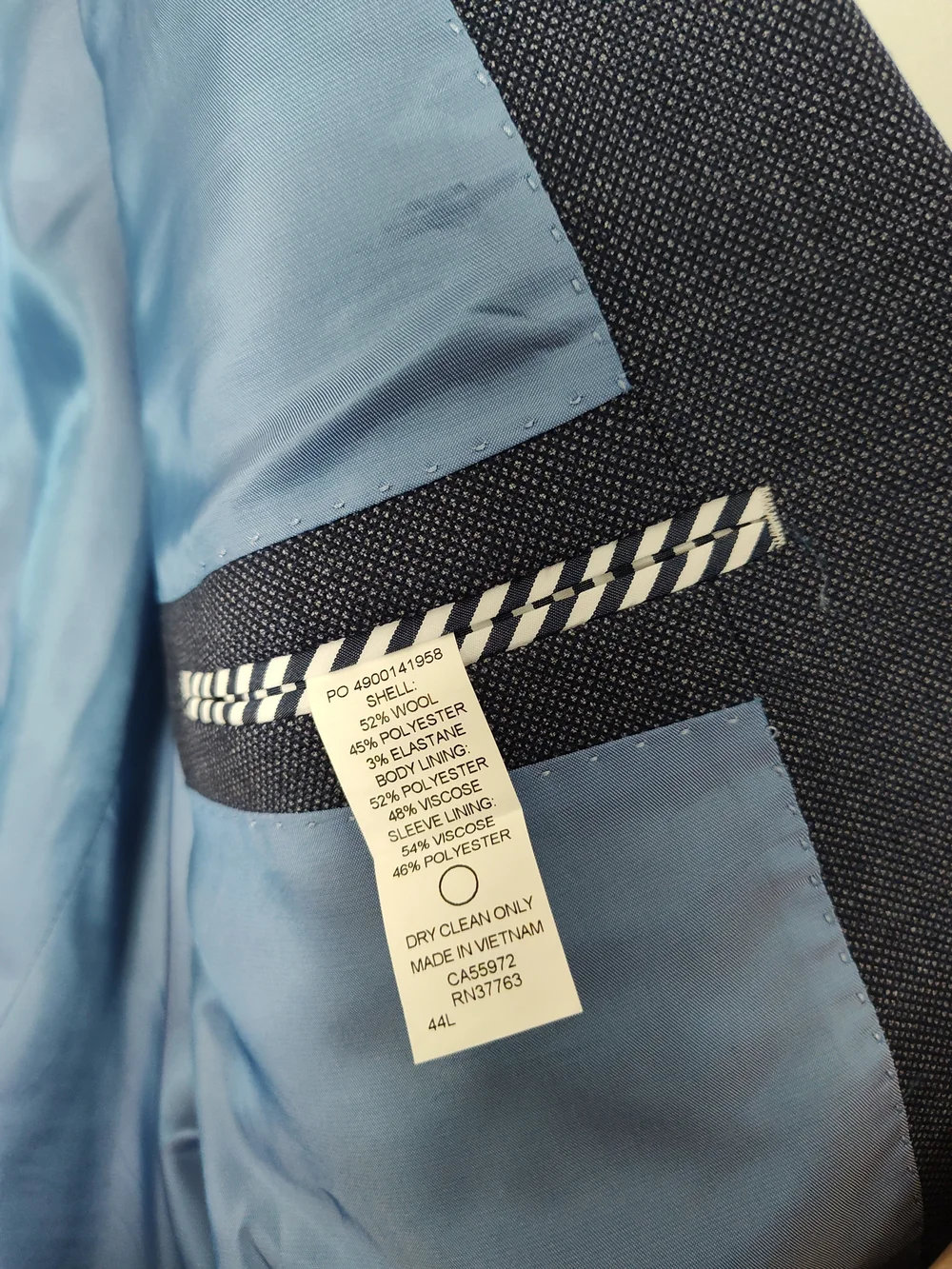 Original Penguin Navy Textured Sport Coat with Light Blue Lining Mens Size 44L